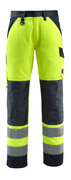 15979-948-17010 Byxor med knäfickor - hi-vis gul/mörk marin