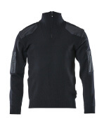 17205-939-010 Stickad tröja med kort blixtlås - mörk marin