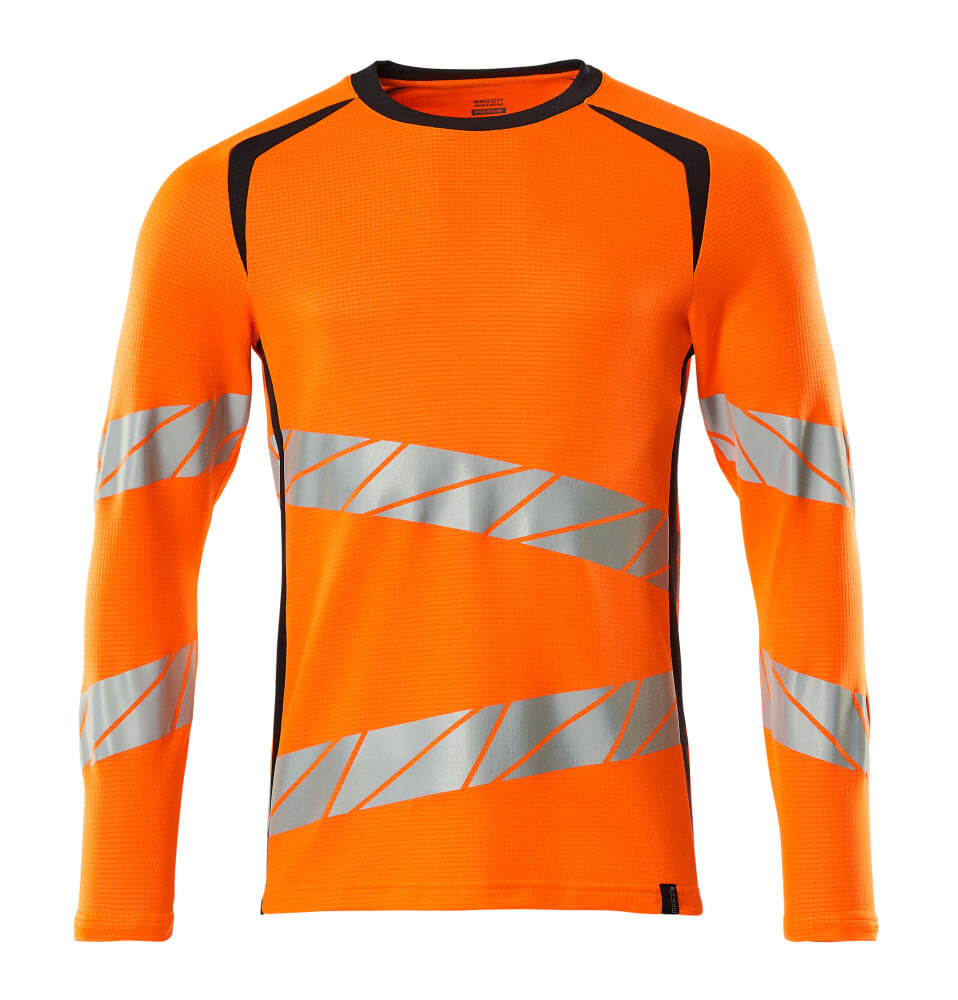 19081-771-14010 T-shirt, långärmad - hi-vis orange/mörk marin